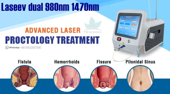 Recomendado por el médico Montones de fístula anal Hemorroides Cirugía pilonidal del seno Láser 980 nm 1470 nm Triangelmed Cirugía de proctología Máquina láser de diodo médico